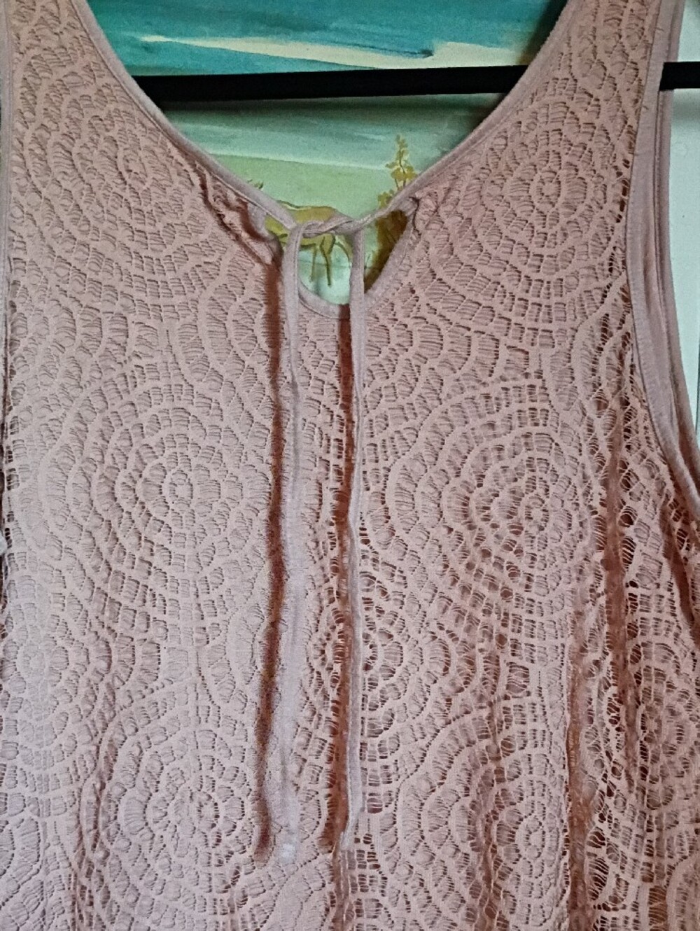 XL LC Lauren Conrad Dusty Peach Color Lace Tank Top with Tie Back Boho Beach - Picture 6 of 10